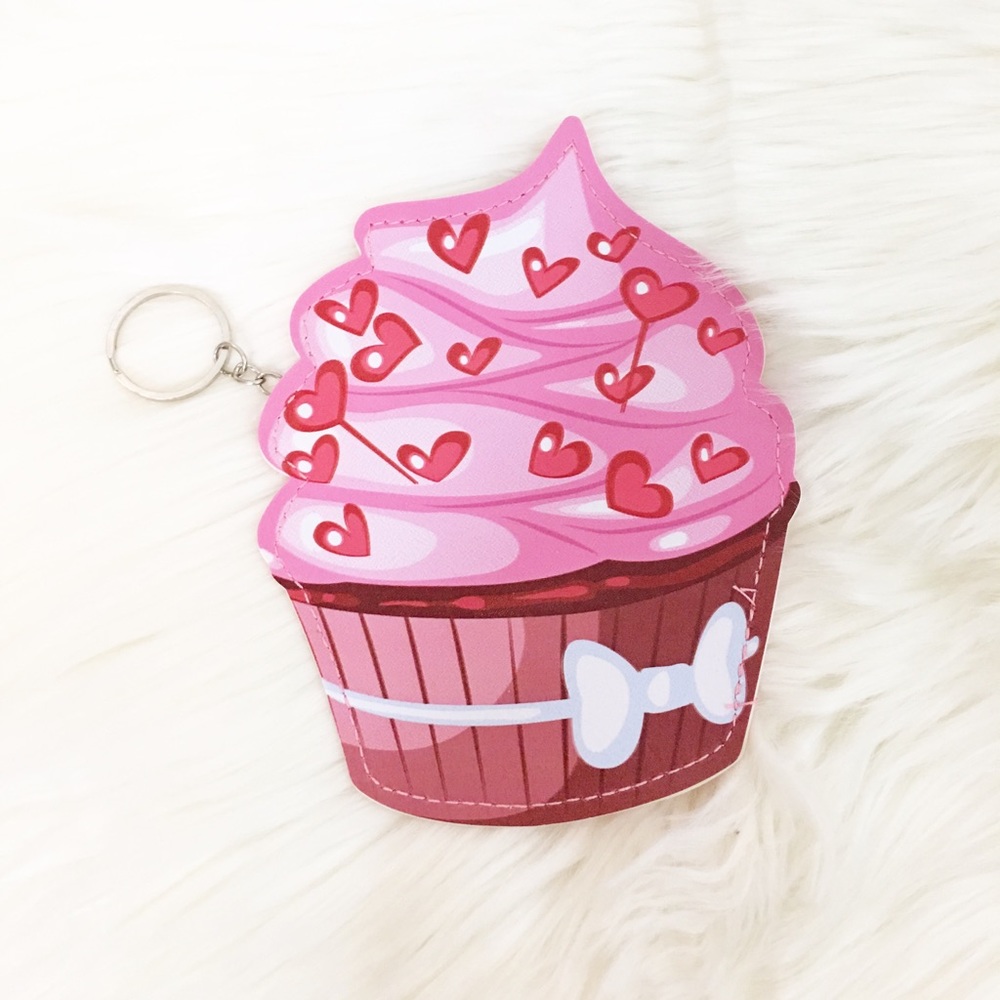 3/$15 Heart ❤️ Cupcake Coin Purse Pouch Keychain